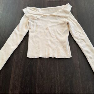 Abercrombie & Fitch Cream Ribbed Knit Top